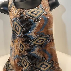 Chico’s sequin front tank; brown back; size 3